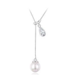 Ezüst nyaklánc fehér gyönggyel