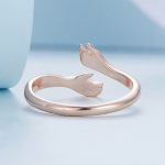 Ezüst női gyűrű, ölelés, rózsaarany