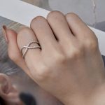 Dámsky zásnubný prsteň, striebro, ružové zlato, veľkosť 10