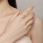 Dámsky zásnubný prsteň, striebro, ružové zlato, veľkosť 10