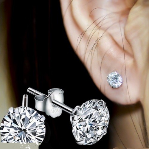 Strieborné náušnice s bielym zirkónovým kameňom