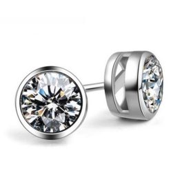 Strieborné náušnice s okrúhlym zirkónovým kameňom