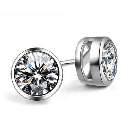 Strieborné náušnice s okrúhlym zirkónovým kameňom