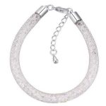 Cylindrický náramok zdobený kryštálmi Swarovski, biely