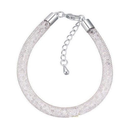 Cylindrický náramok zdobený kryštálmi Swarovski, biely