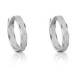 Strieborné kruhové náušnice s kryštálmi, 25 cm