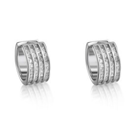 Strieborné kruhové náušnice s kryštálmi, 17 mm