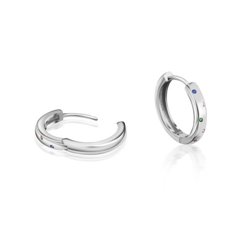 Strieborné kruhové náušnice s farebnými kryštálmi