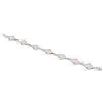 Strieborný náramok, moderná línia s kryštálmi kosoštvorca, 19,5 cm