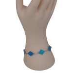 Strieborný náramok, moderná línia s kryštálmi kosoštvorca, 19,5 cm