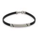 Ezüst karkötő kaucsuk szíjjal, 21 cm