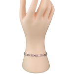 925 sterling ezüst karkötő rózsaszín kövekkel, 21 cm