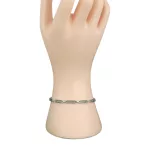 925 sterling ezüst karkötő zöld kristályokkal, 20 cm