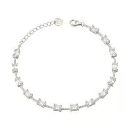 925 sterling ezüst karkötő kristályokkal, 20 cm