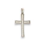 Ezüst medál, kereszt, kristályokkal