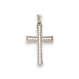 Ezüst medál, kereszt, kristályokkal