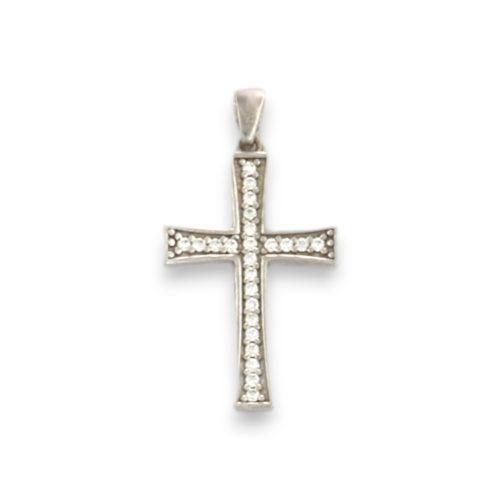 Ezüst medál, kereszt, kristályokkal