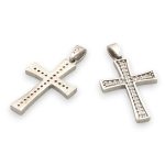 Ezüst medál, kereszt, kristályokkal