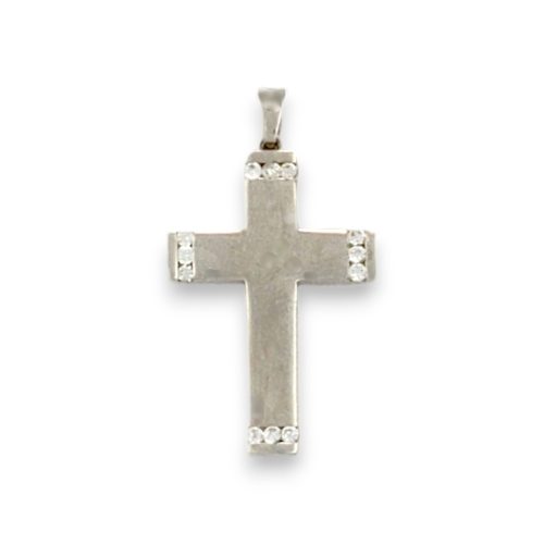 Ezüst medál, kereszt, kristályokkal