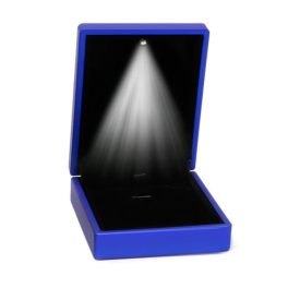   Podsvietená prémiová šperkovnica na náhrdelníky, modrá
