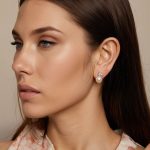 Ezüst női fülbevaló kristállyal és gyönggyel