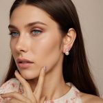 Ezüst női fülbevaló kristállyal és gyönggyel