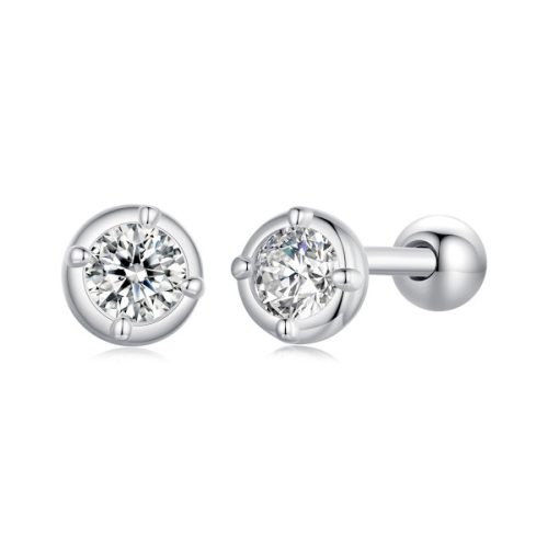 Ezüst női fülbevaló moissanitkristállyal