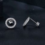 Ezüst női fülbevaló, kristályos karika