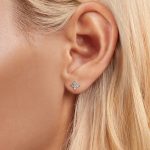 Ezüst női fülbevaló, négylevelű lóhere