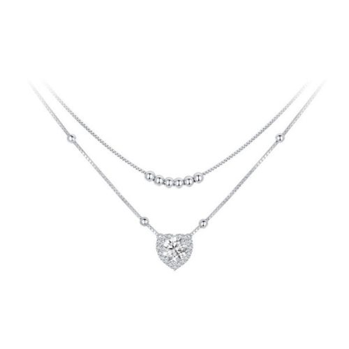 Ezüst dupla nyaklánc kristálymedállal