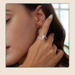 Ezüst női eljegyzési gyűrű kristályokkal, 6-os méret