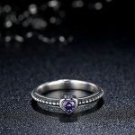 Strieborný prsteň so srdcom, fialový, 6