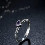 Strieborný prsteň so srdcom, fialový, 7