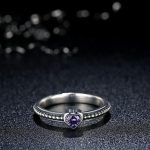 Strieborný prsteň so srdcom, fialový, 7