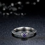 Strieborný prsteň so srdcom, fialový, 8