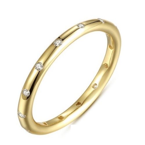 Strieborný, kamienkový prsteň, Zlatá farba, 7