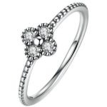 Malý strieborný prsteň s kvetmi, striebro, 6