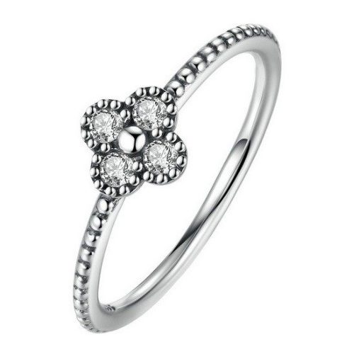 Malý strieborný prsteň s kvetmi, striebro, 6