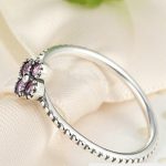 Malý strieborný prsteň s kvetmi, ružový, 7