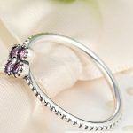 Malý strieborný prsteň s kvetmi, ružový, 8