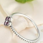 Malý strieborný prsteň s kvetmi, ružový, 6