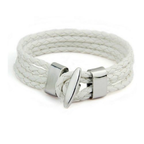 Zapletaný náramok zo štyroch kože, biely