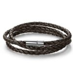 Zapletaný trojitý kožený náramok, hnedá
