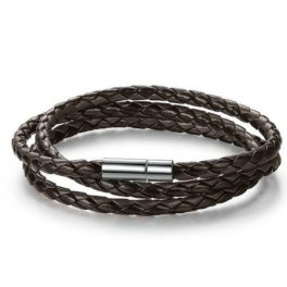 Zapletaný trojitý kožený náramok, hnedá