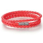 Zapletaný trojitý kožený náramok, červený