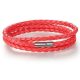 Zapletaný trojitý kožený náramok, červený
