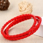 Zapletaný trojitý kožený náramok, červený