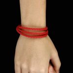 Zapletaný trojitý kožený náramok, červený