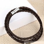 Zapletaný trojitý kožený náramok, hnedá