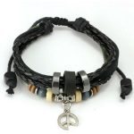 Kožený náramok s príveskom, Peace